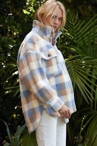 Clothing Accessories Fluffy Plaid Shearling Shacket